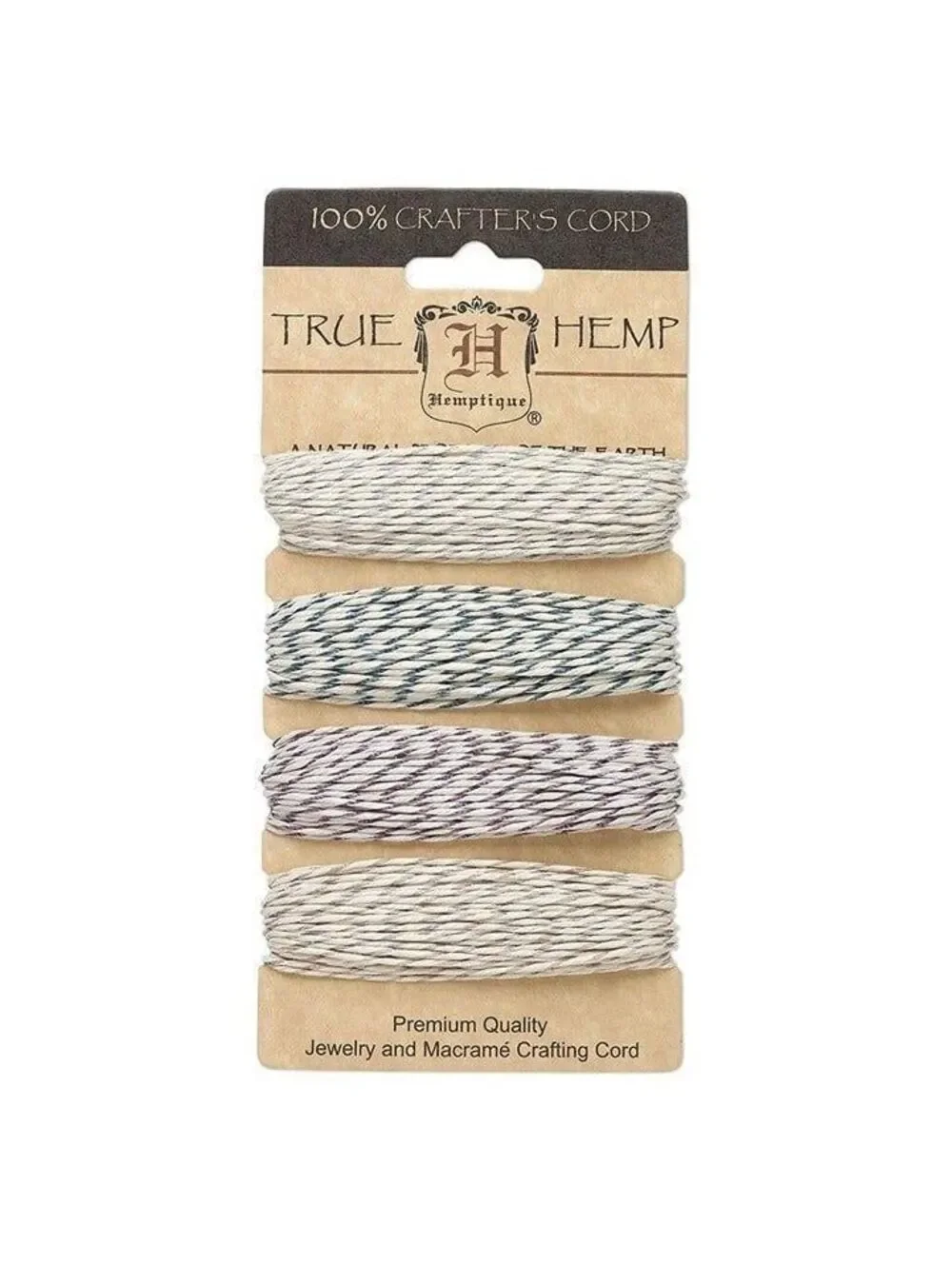 Variety Pack Metallic Hemp Cord 4 Colors Natural Lt Silver Blue Purple Silver